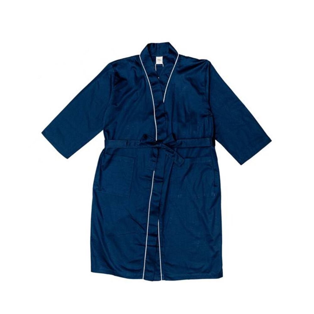 PJ CONFIDENTIAL Zoe NAVY BLUE Cotton Robe L NWT Minimalist Cleangirl HospitalBag - Picture 3 of 4